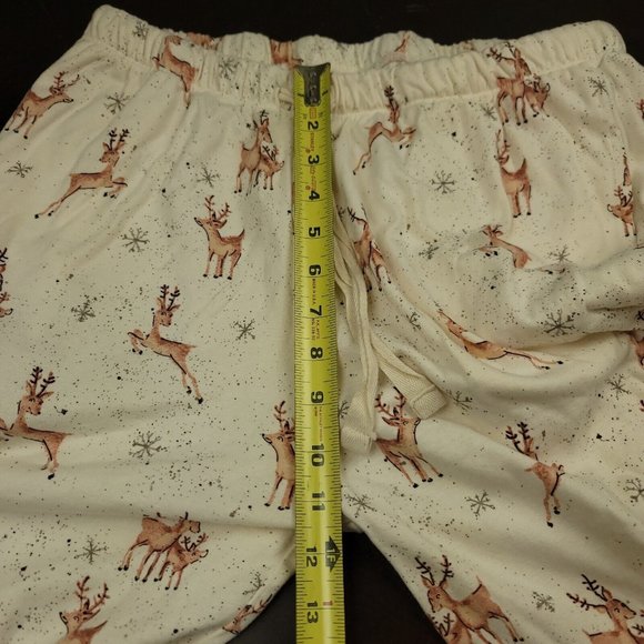 Burts Bees Baby Pajama Pants Womens L Christmas Print Straight‎ Pockets Reindeer - Picture 9 of 10